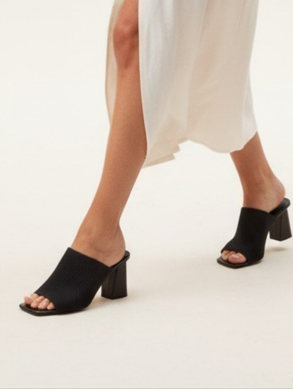 French Connection Black Mules with Knit Upper 8.5